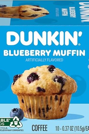 Dunkin’ Blueberry Muffin Ground Coffee, Keurig K-Cup Pods, 10 Count