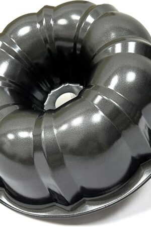 Classic Bakeware 9.5 Inch Non-stick Fluted Cake Pan,Heavy Duty Carbon Steel Tube Baking Mold Gray