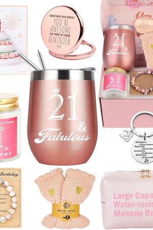 21st Birthday Gifts For Her - Happy 21 Year Old Gift Box for Women, Best Friends, Female Daughter, Sister, Girlfriend, Coworker, Bestie - Unique Basket
