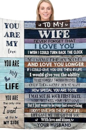 Anniversary Romantic Gift for Wife, Ultra-Soft Micro Fleece Sherpa Throw Blanket, Christmas Day Gifts for Her, Wife Birthday Gifts from Husband, for Bedding Sofa and Travel