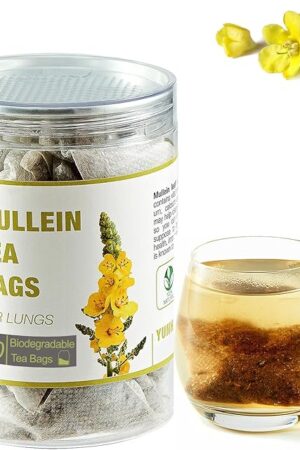 40 Bags Dried Mullein Leaf Tea for Lungs - Lung Detox Cleanse Tea for Smokers - Herbal Mullen Mullien for Breathe Easy - Caffeine-Free, Immune Support