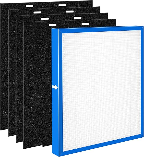 AF-10 Replacement Filter Compatible with HoMedics Air Purifier AF-10 AP-15 AR-10 Filter, Part Number AF-10FL AP-15CRF AF-15, with 1 HEPA Filter + 4 Activated Carbon Pre-filters