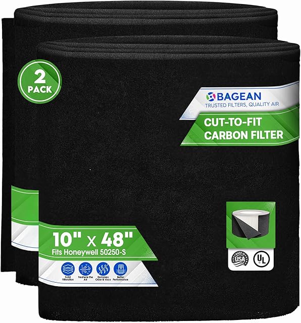 Bagean Carbon Pre Filter A 10" x 48" Compatible with Honeywell 50250-S & Kaz 50250 - Fits Honeywell Air Purifier Filter Replacement - Activated Carbon Prefilter A Filters Odor & Freshen the Air (2-Pk)