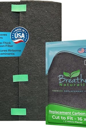 Breathe Naturally Universal Cut to Fit Carbon Activated Air Filter - Replacement Charcoal Filters - Pre Filter Carbon Sheet for Air Purifier, Vent Filters & More - Made in USA (Pack of 1, 16x48)