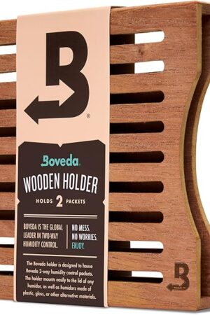 Boveda Cedar Wood Humidity Pack Holder for Storage Box - For Use With Two Size 60 Boveda Packs (Sold Separately) - Includes Magnetic and Removable Tape Mounting Kits – 1 Count