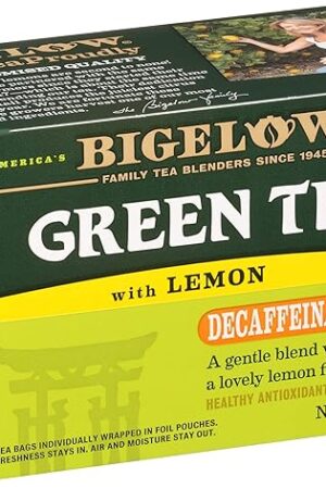 Bigelow Tea Decaffeinated Green Tea with Lemon, Decaf Tea with Green Tea and Lemon, 20 Count Box (Pack of 6), 120 Total Tea Bags
