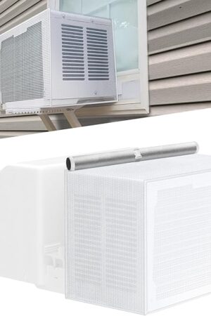 Air Conditioner Covers for Outside Window Units: Upgraded Mesh Cover for Midea U Shaped AC 8000BTU, 10000BTU, 12000BTU, with PVC Dustproof & Rainpro of Top Cover, Anti-Leaf, 20" x 12.6" x 13", White