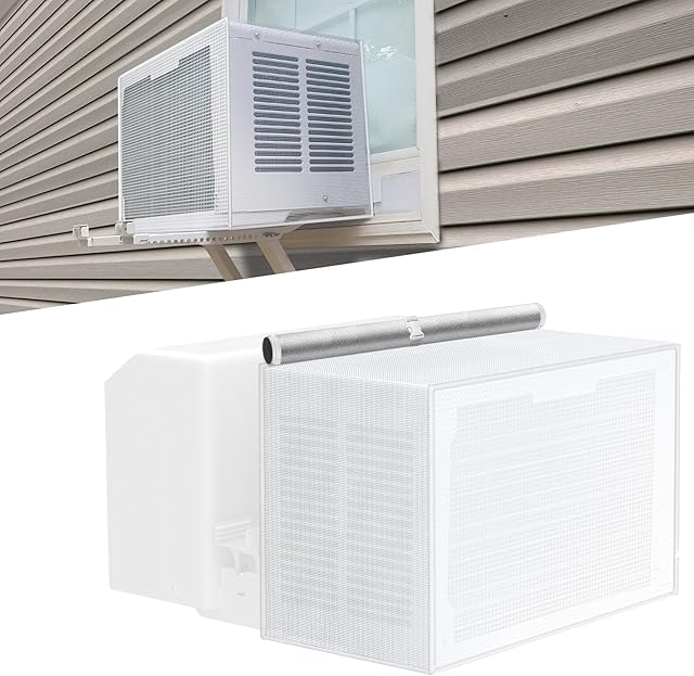 Air Conditioner Covers for Outside Window Units: Upgraded Mesh Cover for Midea U Shaped AC 8000BTU, 10000BTU, 12000BTU, with PVC Dustproof & Rainpro of Top Cover, Anti-Leaf, 20" x 12.6" x 13", White