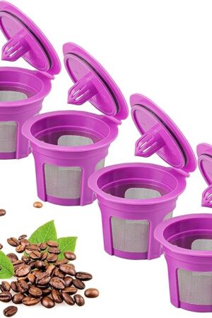 4 Pack Reusable K Cups Coffee Filters, Compatible with Keurig Brewers 1.0 and 2.0Coffee Makers - Universal Kcup Filters