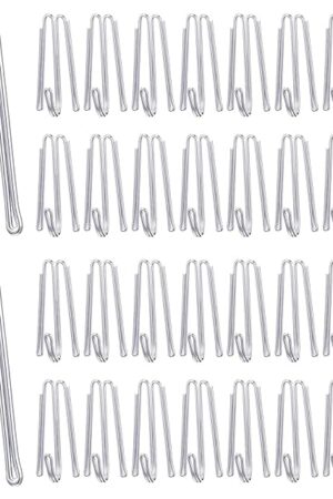 Blulu Pleat Hooks Stainless Steel Curtain Hooks Drapery Clasp and Pin 4 Prongs Pinch Pleat Tools Clips for Window, Shower Curtain(60 Pcs)