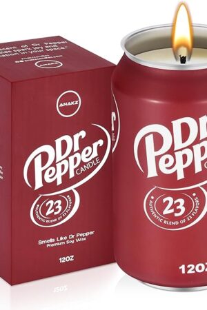Doctor Pepper Candle - Smells Like The Real Soda - Cute Candles for Cool Gifts - Funny Candles for Any Occasion - Cute Things for Aesthetic Room Decor - Cool Candle for Cool Things