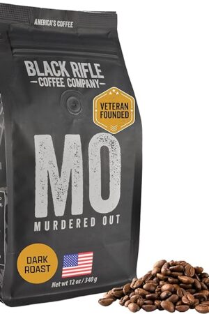 Black Rifle Coffee Company Murdered Out (Extra Dark Roast) Whole Bean Coffee, 12 Ounce Bag of Coffee Beans, Extra Dark Roast Coffee Beans, Extra Dark Roast With Bold Aroma and Smoky Flavors