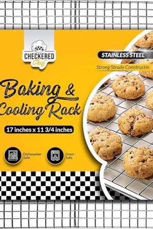 Checkered Chef Cooling Rack for Cooking and Baking - 17" x 12" Stainless Steel, Oven Safe Grid Wire Cookie Cooling Racks