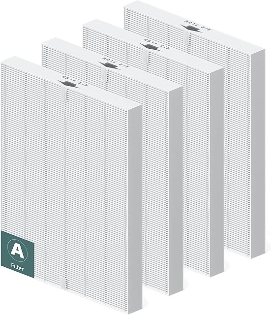 4 Pack 115115 HEPA Replacement Filter A for Winix PlasmaWave Air Purifier C535 5300 5300-2 5500 5500-2 6300 6300-2 P300 AM90 9000 5000 5000B C909 9800, H13 True HEPA Size 21 Filter