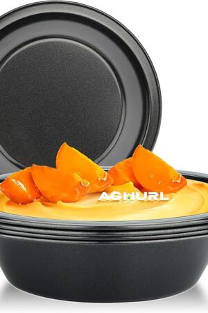 5 inch Mini Pie Pan, 5 Pack Nonstick Small Round Cake Bread and Meat Pie Tins for Oven and Instant Pot Baking
