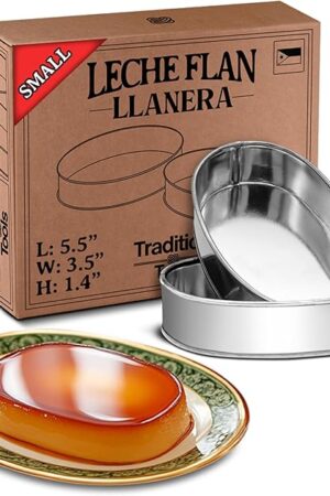2-Pack Small Llanera Leche Flan Molder Filipino (5.5" L x 3.5" W x 1.4" H) - Upgraded Aluminum Tin Oval Llanera Mold for Authentic Filipino Desserts