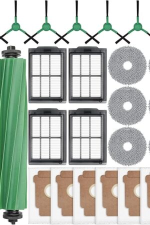 25 Pcs Accessories Kit for iRobot Roomba Plus 405 Combo/505 Combo Robot Vacuum Cleaner, Replacement Parts include 2 Main Brushes, 6 Dust Bags, 6 Mop Pads, 4 Filters, 6 Side Brushes and 1 Cleaning Tool
