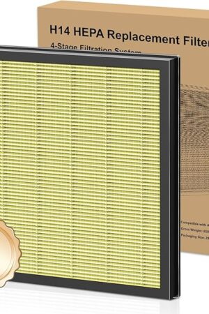2 Pack H14 Replacement Filter Compatible AP303/AP304/305/405 Air Purifiers, 4-in-1 H14 Grade True HEPA High-Efficiency Activated Carbon for pet