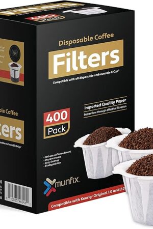 Disposable Coffee Filters, 400 Count Paper Coffee Filter for Keurig Brewers Single Serve 1.0 and 2.0 Compatible with All Brands Reusable K Cup Filter, White