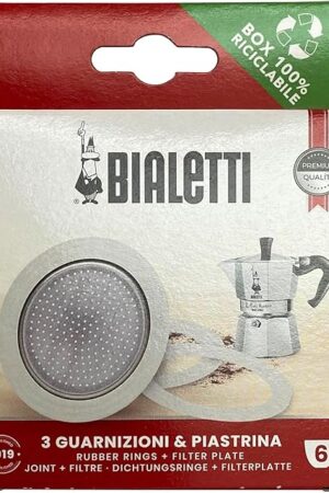 Bialetti 3 Replacement Seals and 1 Filter for 6 Cup Moka Express Blister Pack