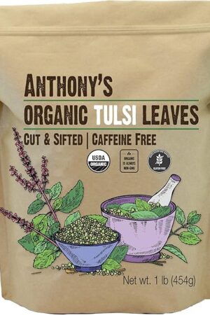 Anthony's Organic Tulsi Leaves, 1 lb, Gluten Free, Non GMO, Caffeine Free, Loose Leaf