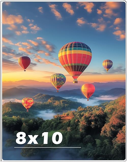 8 x 10 Acrylic Picture Frame, Horizontal/Vertical Clear Photo Frame for Wall with Tape, No Drilling Floating Hanging Frameless Picture Frame, Wall Mount Sign Holder 8x10 for Home, School, Office