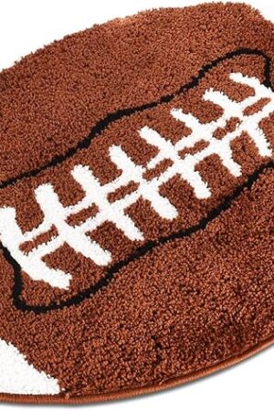 Cute Football Rug for Boys Room 32?x20? Soft Sports Carpet for Kids Bedroom Decor Non Slip Washable Playroom Area Rug Fun Touchdown Mat Plush Athlete Themed Gift