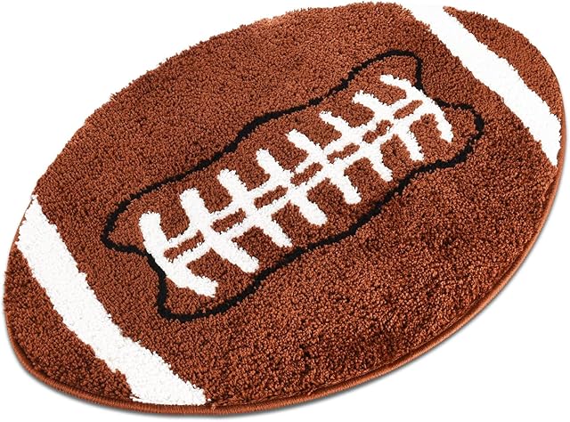 Cute Football Rug for Boys Room 32?x20? Soft Sports Carpet for Kids Bedroom Decor Non Slip Washable Playroom Area Rug Fun Touchdown Mat Plush Athlete Themed Gift