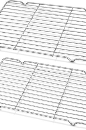 Cooling Rack and Baking Rack with Stainless Steel, 2 - Pack 10 x 15 Inches Heavy Duty Cooling Racks for Cooking and Baking, Sturdy Cookie Cooling Rack, Easy to Clean Oven & Dishwasher Safe
