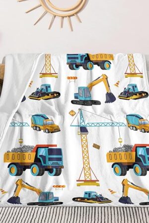 Construction Truck Blanket Boys Excavator Plush Throw Blanket Soft Fuzzy Flannel Tractor Blanket for Bed Couch Sofa Decor Blankets Trucks Car Lover Toddler Kids Blankets Gifts 60"x50"