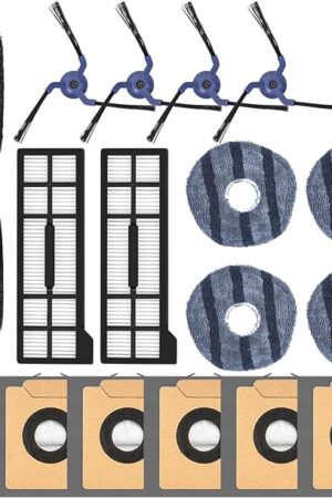 X10 Pro Omni Replacement Parts for Eufy X10 Pro Omni Robot Vacuum Cleaner Accessories, including 1 Main Roller Brush, 4 Mop Pads, 4 Side Brushes, 2 Hepa Filters, 6 Dust Bags, 2 Tool