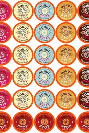 Donut Stop Flavored Coffee Pods, Compatible with 2.0 K-Cup Brewers, Donut Flavor Coffees, Assorted Variety Pack, 40 Count