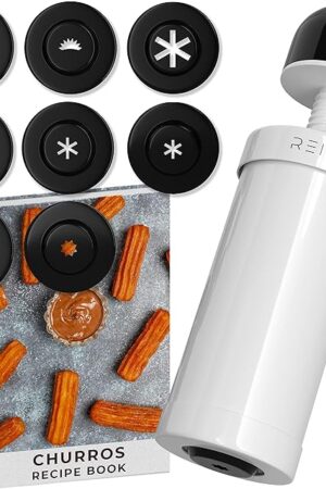 Churrera Churro Maker Machine - Free Recipe eBook Included - 8 Interchangeable Discs - Churros Maker Machine - Cookie Machine