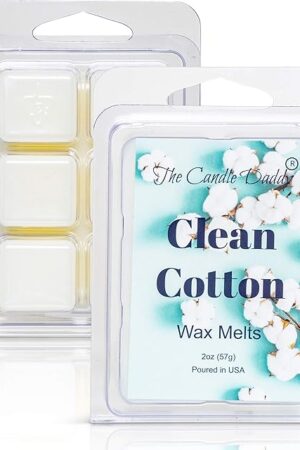 Clean Cotton- Fresh, Calming Cotton Scented Melt- Maximum Scent Wax Cubes/Melts- 1 Pack -2 Ounces- 6 Cubes Gift for Women, Men, BFF, Friend, Wife, Mom, Birthday, Sister, Daughter, Long Lasting