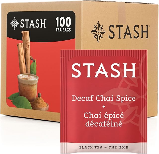 Stash Tea Decaf Chai Spice Black Tea, Box of 100 Tea Bags (Packaging May Vary)