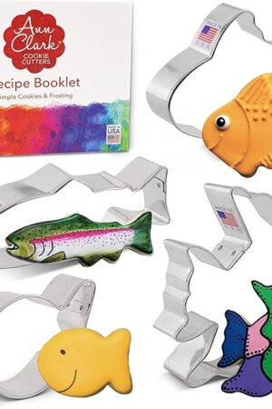 Ann Clark 4-Pc. Fish Cookie Cutters - Cute Goldfish & Angel Fish Shapes, Made in the USA