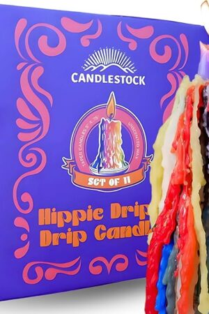 Candlestock Hippie Drippy Drip Candles - Pack of 11 Dripping Taper Candles - Wine Bottle Melting Candles (1 of Each Color)