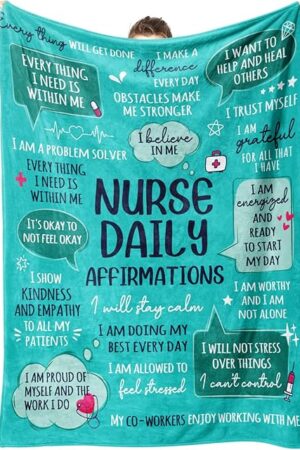 Craftique Nurse Gifts for Women Men- Soft Nurse Blanket with Daily Affirmations- LPN RN Gifts for Nurses Practitioner, Nursing School Graduate Birthday Appreciation Gift, Nurses Week/Day Gift