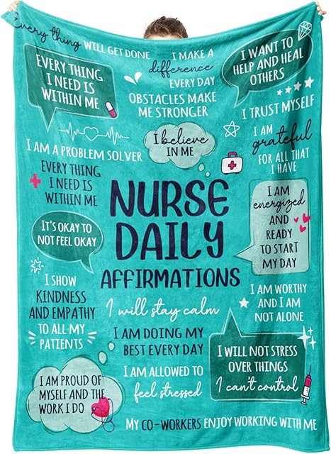Craftique Nurse Gifts for Women Men- Soft Nurse Blanket with Daily Affirmations- LPN RN Gifts for Nurses Practitioner, Nursing School Graduate Birthday Appreciation Gift, Nurses Week/Day Gift