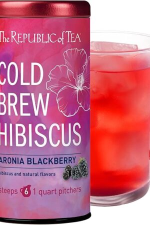 The Republic of Tea Cold Brew Hibiscus Aronia Blackberry Iced Tea | Large Herbal Pouches | Makes Six Quart Pitchers