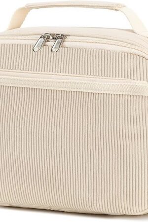Bluboon Kids Girls Lunch Bag Insulated Lunch Box for school Corduroy Lunch Cooler Organizer School Kids Lunch Tote (Corduroy-White)