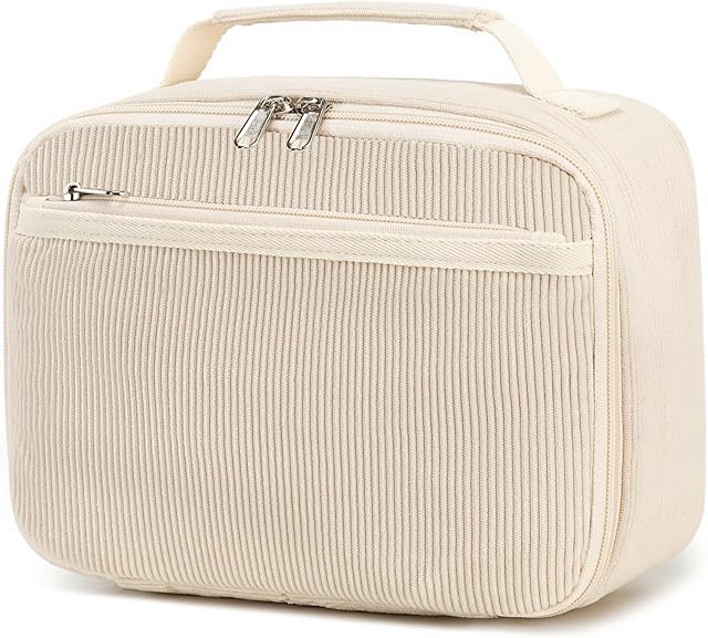 Bluboon Kids Girls Lunch Bag Insulated Lunch Box for school Corduroy Lunch Cooler Organizer School Kids Lunch Tote (Corduroy-White)