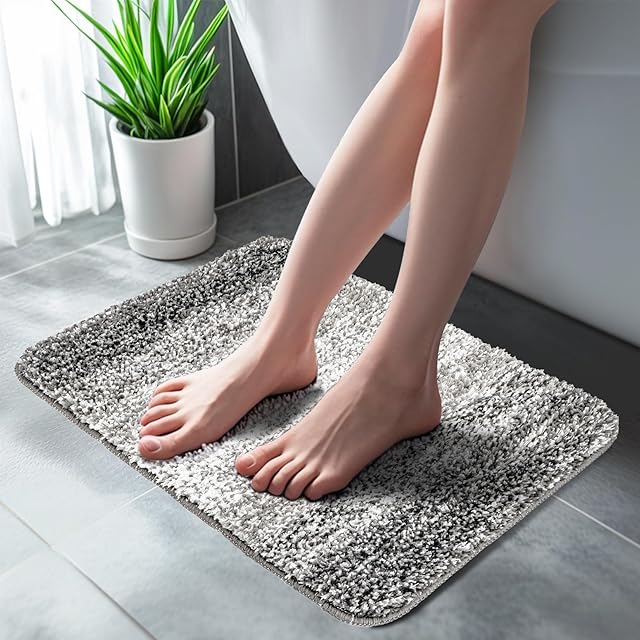 Bathroom Rugs - Bath Mat, Absorbent Bath Mat,16 X 24 Inch Gray Bathroom Rugs for Toilet,Tub,Living Room, Bedroom,Kitchen, Sofa,Entry