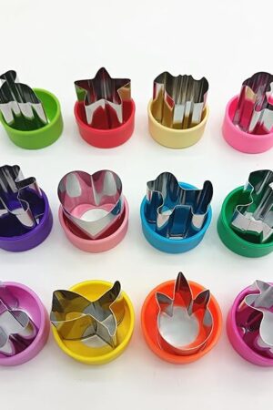 Vegetable Cutter Shapes Set, 12pcs, Mini Cookie Cutters Set Fruit Cookie Pastry Stamps Mold -for Kids Baking and Food Supplement Accessories