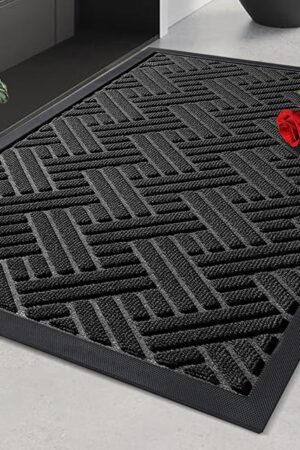 BEHERO Front Door Mat Indoor Outdoor 29.5x17 Inch Door Mat Door Mats Outdoor Entry Doormat Black