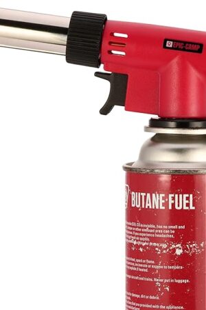 Butane Fuel Torch Lighter, Culinary Torches Chef Cooking Professional Adjustable Flame with Reverse Use for Creme, Brulee, BBQ, Baking, Camping, Firestarting by Epic Camp (Butane Fuel Not Included)