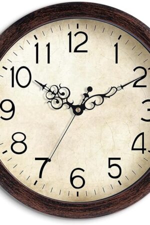Wall Clock, Vintage Wall Clocks Battery Operated Quartz Silent Non-Ticking 8 Inch Retro Rustic Style Clock Decorative for Kitchen,Bathroom Home Office (Bronze)