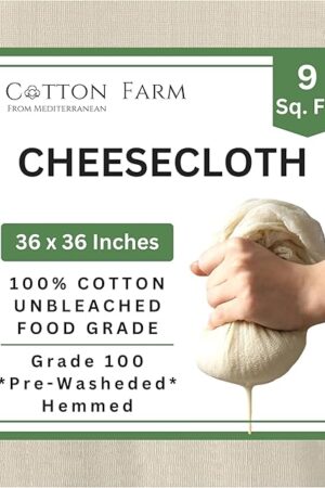 Cotton Farm Grade 100 XL Cheese Cloths - Straining & More; 36x36 Inch; 100% Unbleached Cotton Cheesecloth; Reusable with Hemmed 2 Edges; Ultra-Dense (the finest) Butter Muslin