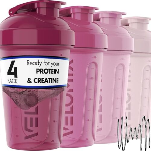 -4 PACK- 20 OZ Protein Shaker Bottles for Protein Mixes, Shaker Cups for Protein Shakes, Small Shaker Bottle Pack, Shaker Cup, Shakers for protein Shakes (Berry Blend)