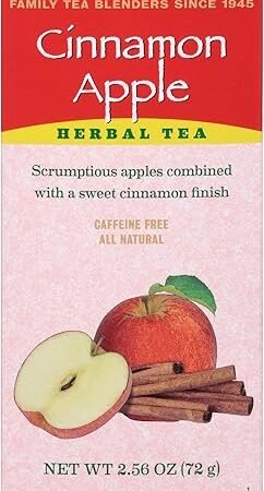 Bigelow Cinnamon Apple Herbal Tea Bags 28-Count Box (Pack of 1) Cinnamon Apple Hibiscus Flavored Herbal Tea Bags All Natural Non-GMO